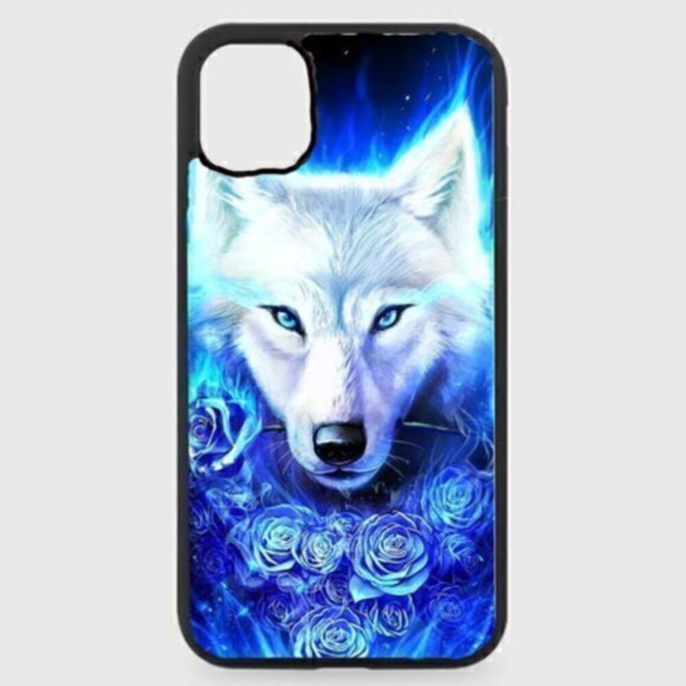 Wolf blue rose phone case